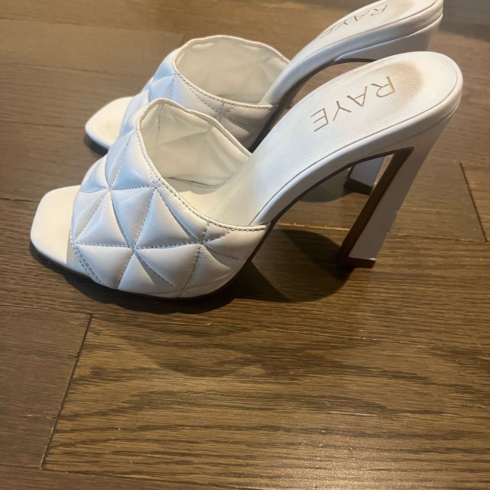 RAYE White leather heels